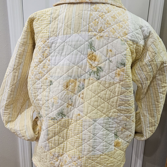 Handmade Patchwork Quilted Women's Top - Yellow and White - Picture 2 of 7